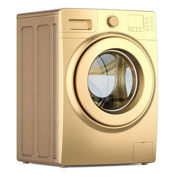 Golden Washing Machine, 3D rendering Stock Illustration