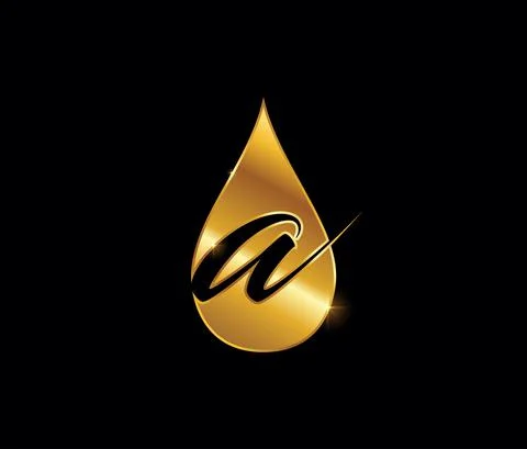 Golden Water Drop Monogram Initial Letter A Stock Illustration
