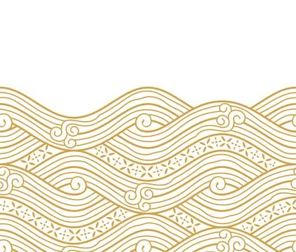 Golden water wave pattern background. Japanese style concept Stock Illustration