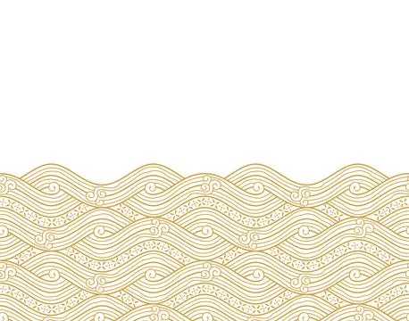 Golden water wave pattern background. Japanese style concept Illustrazione stock