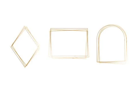Golden watercolor frames with diamond rectangle and arch designs イラスト素材