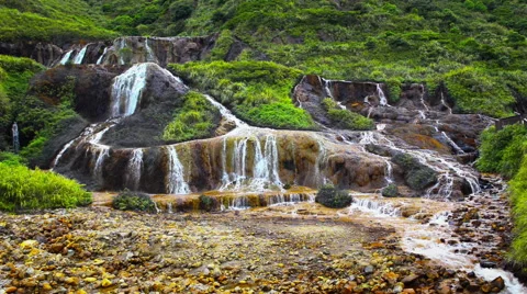 Golden waterfall Stock Footage 46089481