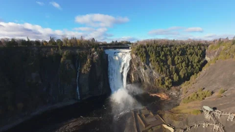 Golden waterfall panorama Stock Footage 320649904