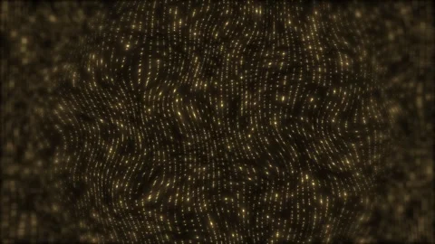 Golden wave dot texture visual with flowing luminous particles, dark premium dep Stock Footage 340549888