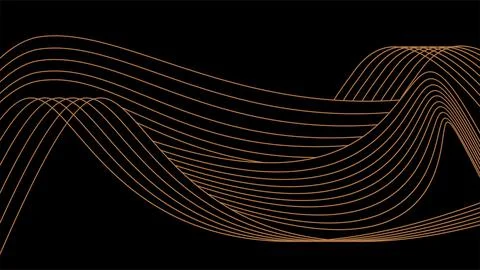 Golden wave linear background on black background vector stock Stock Illustration