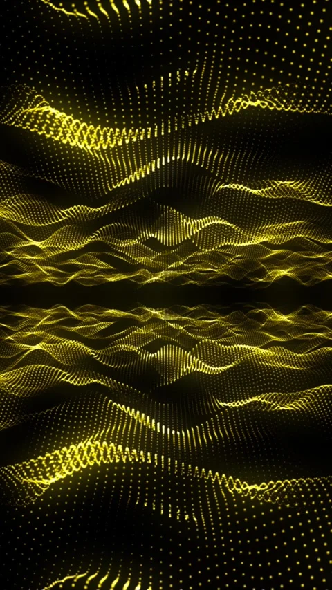 Golden wave patterns flow and shift dynamically, creating a captivating visua Stock Footage 311478029