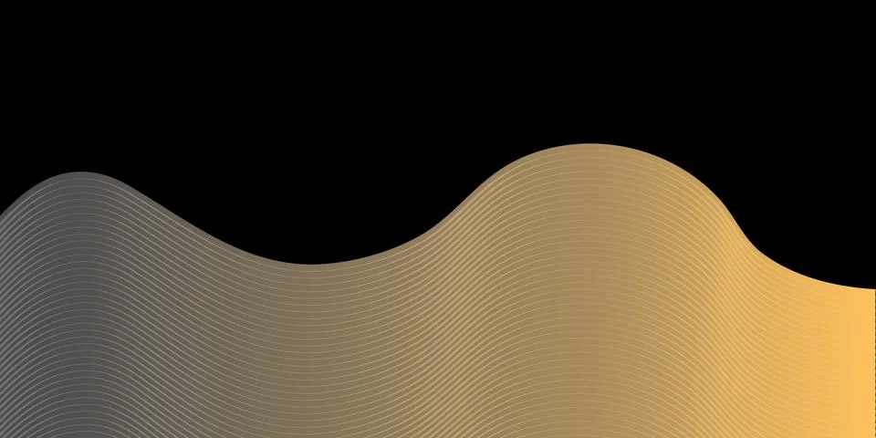 Golden Wave Surface on Dark Background with Layered Curved Texture Stock Illustration