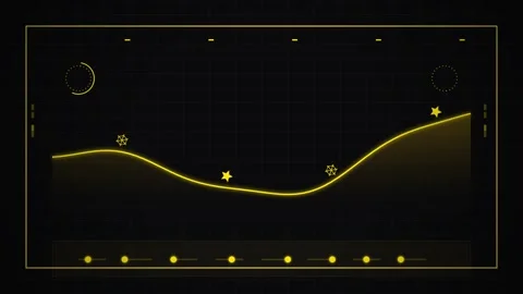 Golden Waveform Audio Visualizer with Stars and Circles Animation Stock Footage 346661733