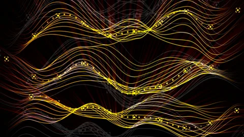 Golden Waves 3D render Looped footage Stock Footage 165113037