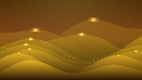 Golden Waves Abstract Background with Light Streaks and Bokeh Effect Stock Footage 346660382