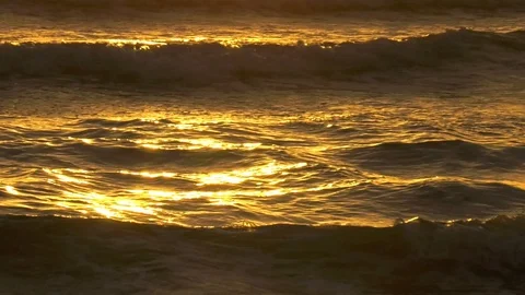 Golden Waves At Dawn - Slow Motion Mindfulness HD Background Video stock 108533437