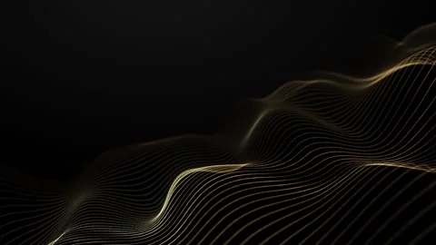 Golden waves flow black background. Golden light wave with flowing energy l.. Vídeos de archivo 335646273