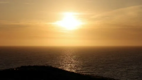 Golden Waves Under the Setting Sun Stock Footage 308811682