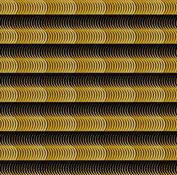 Golden wavy abstract background, regular soft wavy lines with 3d effect Stock Illustration