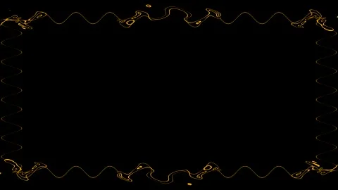 Golden Wavy Frame on a Black Background Stock Footage 284393847