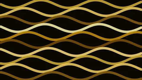 Golden Wavy Lines Abstract Pattern on Black Background Illustrazione stock