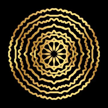 Golden Wavy Ring Mandala Design Stock Illustration