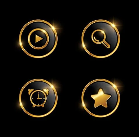 Golden Web Development Icon Set Illustrazione stock