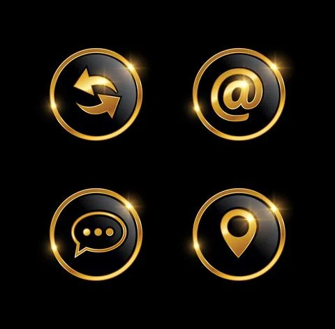 Golden Web Development Icon Set Stock Illustration