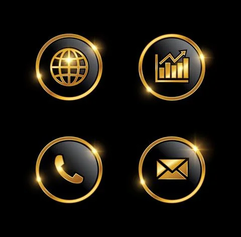 Golden Web Development Icon Set Illustrazione stock
