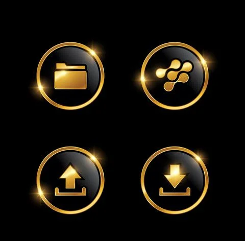 Golden Web Development Icon Set Stockillustratie