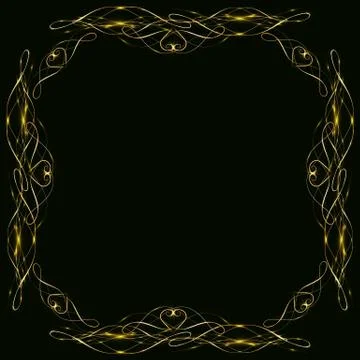 Golden wedding braided heart pattern on dark background Illustrazione stock