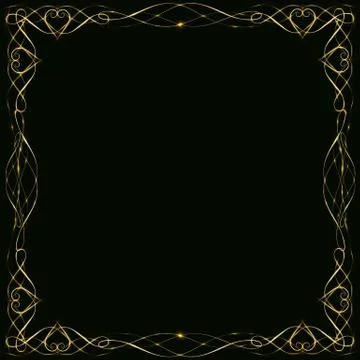 Golden wedding braided heart pattern on dark background Illustrazione stock