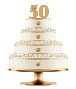 Golden wedding cake Stock Illustration