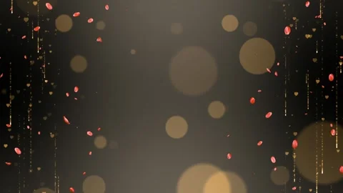 Golden Wedding Particles Background – Romantic Bokeh &amp; Heart Dust – Luxury Celeb Stock Footage 331481981