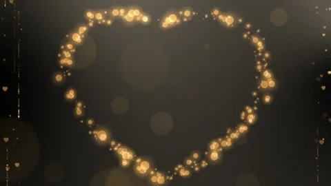 Golden Wedding Particles Background – Romantic Bokeh &amp; Heart Dust – Luxury Celeb Видео 331481984