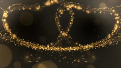 Golden Wedding Particles Background – Romantic Bokeh &amp; Heart Dust – Luxury Celeb 库存影片 331481986