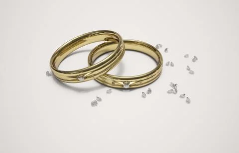 Golden wedding ring and diamonds Stockillustratie
