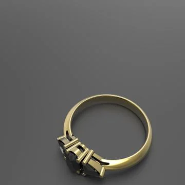 Golden wedding ring wiith diamond. 3D illustration Stock Illustration