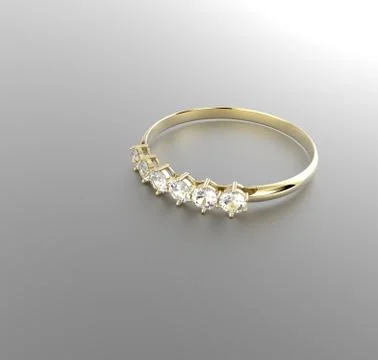 Golden wedding ring wiith diamond. 3D illustration Stockillustratie
