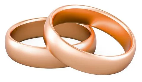 Golden wedding rings, 3D rendering Stock Illustration