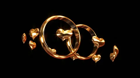 Golden wedding rings Video stock 128662173