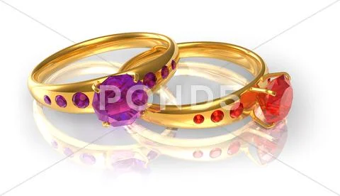 Golden wedding rings with jewels Stock Illustration