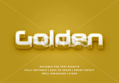 Golden white 3d text style effect mockup - PSD Template PSD Template