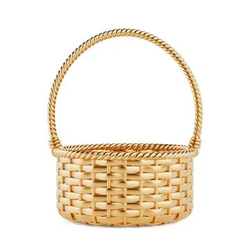 Golden Wicker Basket. 3d Rendering Stock Illustration