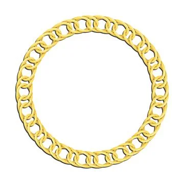 Golden wide round chain frames for decorative headers. Gold metal double we.. Stock Illustration