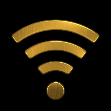 Golden WiFi Logo. 3D Rendering Illustration Illustrazione stock