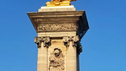 Golden winged statue on Pont Alexandre III, Paris Stock Footage 335943413