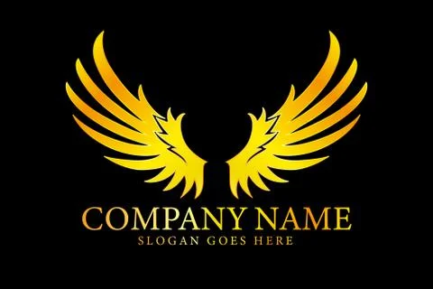 Golden wings logo, vector Stock Illustration