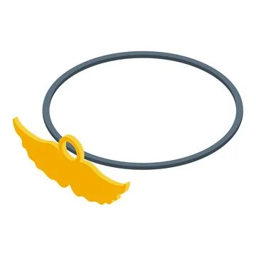 Golden wings pendant is hanging on a string Stock Illustration