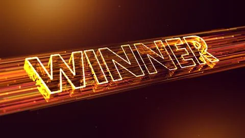 Golden Winner 3D Perspective Text With Dotted Lines Particle Breeze Effect  Stock Illustration
