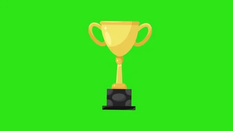 Golden Winner Trophy Cup Icon Animation on Green Screen Background Stock Footage 345931237