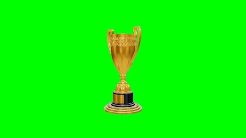 Golden Winner Trophy Cup Rotating on Green Screen Background 4K Vídeo Stock 336957359