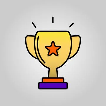 Golden Winner Trophy Cup Vector Icon with Star Detail on a Clean Background Illustrazione stock