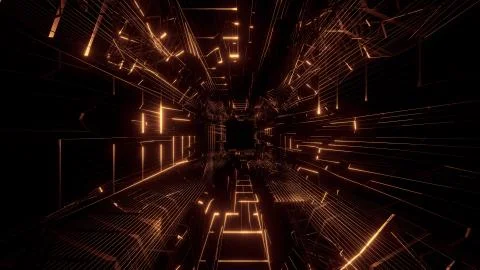 Golden wireframe design with nice reflection 3d rendering background wallpaper Stock-Illustration