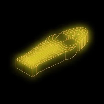 Golden wireframe drawing depicting an ancient egyptian sarcophagus Stock Illustration